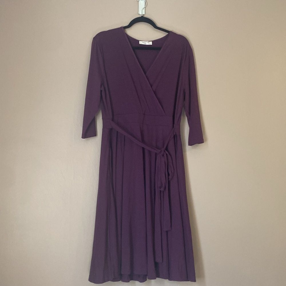 Nemidor Purple Faux Wrap Midi Dress 2XL (16)